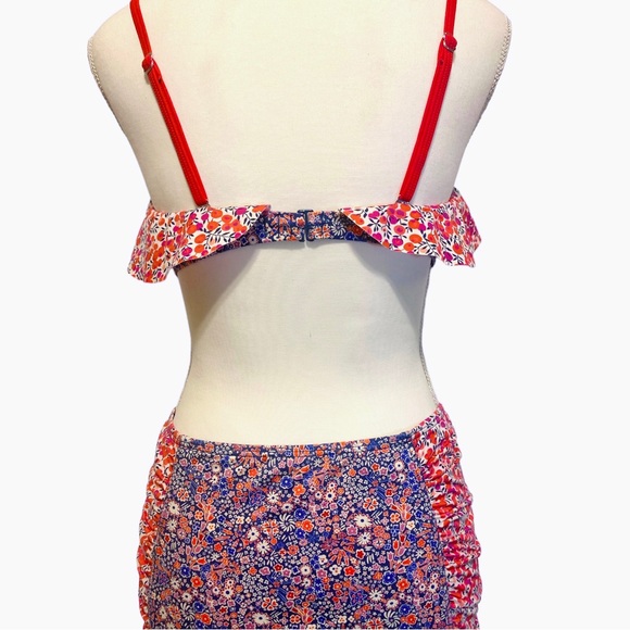 J Crew Ruffle bandeau bikini top and bottom set in Liberty® multi floral Size M - Picture 6 of 10